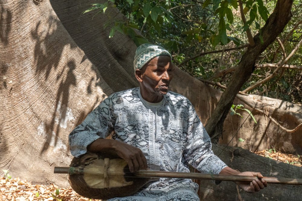 Abdoulaye Diallo under the big kapok tree near Octavio's house