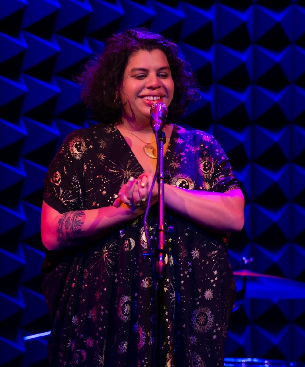 Habibi Festival's Meera Dugal excitedly introducing the band