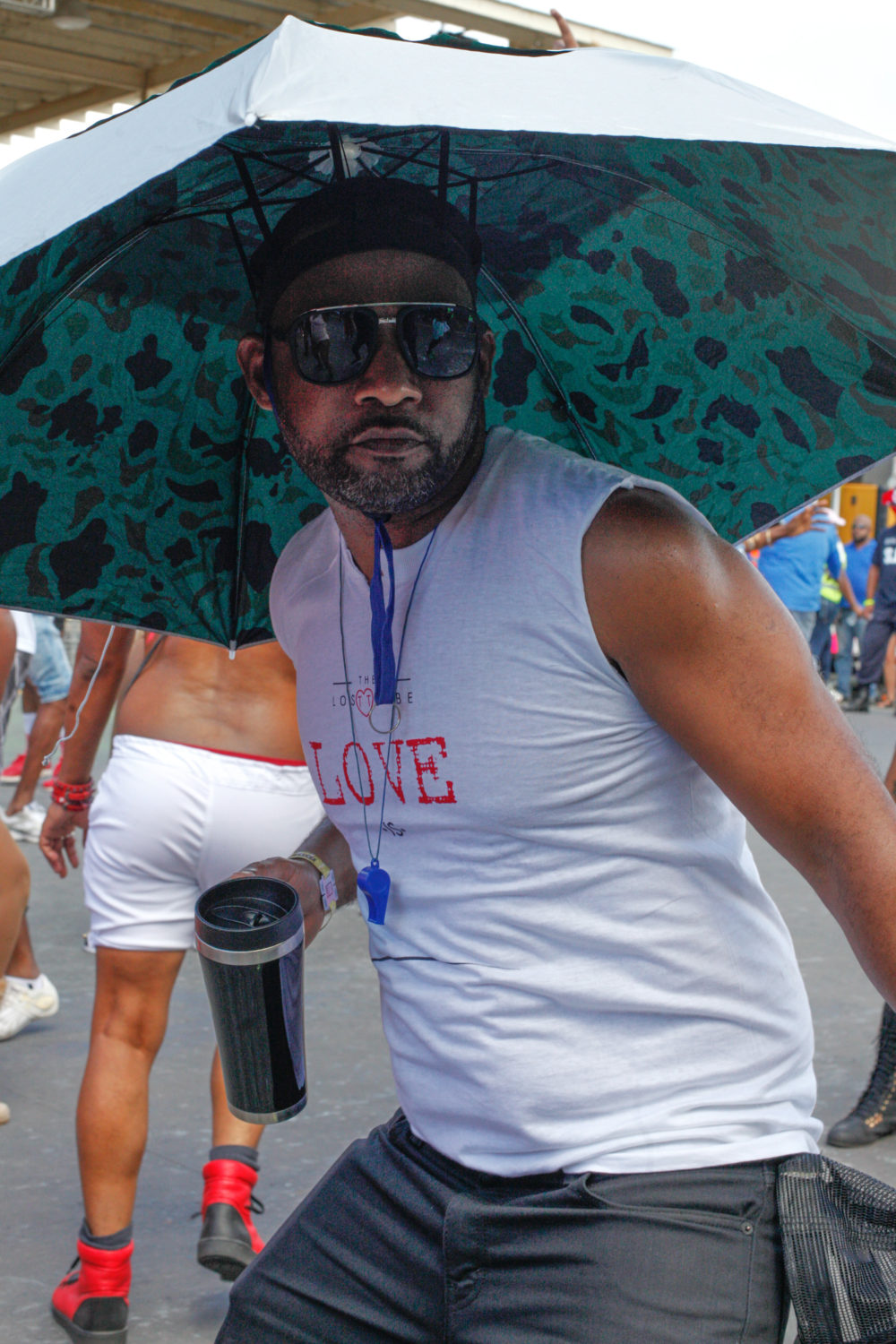 Taking precautions against the hot sun