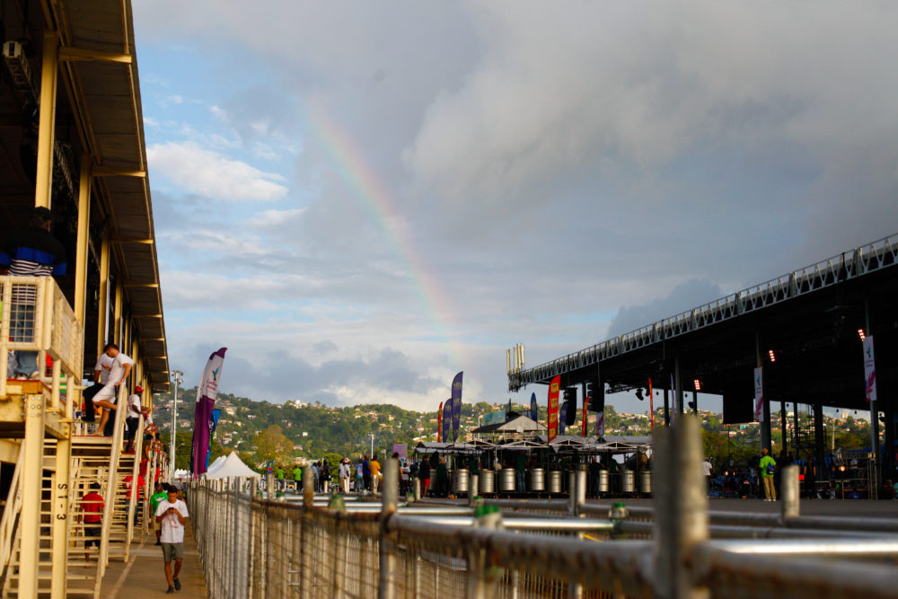 A rainbow blesses the band